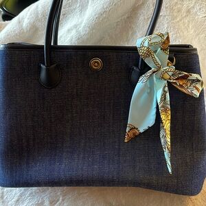 Ralph Lauren denim tote with leather trim EUC LIKE NEW  used few times